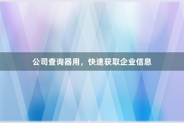 公司查询器用,快速获取企业信息